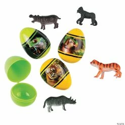 Outlet ❤️ 2 1/2" Animal Toy-Filled Plastic Easter Eggs - 12 Pc. 😉