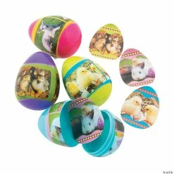 Flash Sale ✔️ 2 1/2" Baby Animal Sticker-Filled Plastic Easter Eggs - 24 Pc. 🥰