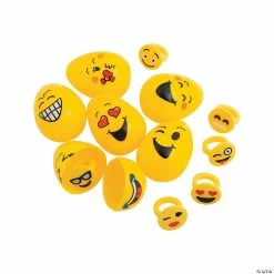 Hot Sale 🧨 2 1/2" Emoji Ring-Filled Plastic Easter Eggs - 12 Pc. 🥰