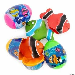 Discount ✨ 2 1/2" Fish Finger Puppet-Filled Easter Eggs - 12 Pc. ⭐