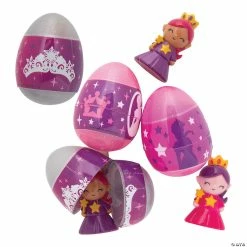 New ✔️ 2 1/2" Glitzy Princess Toy-Filled Plastic Easter Eggs - 12 Pc. ✔️