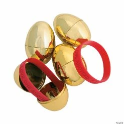 Cheapest 😀 2 1/2" Golden Religious Bracelet-Filled Plastic Easter Eggs - 12Pc. ⭐