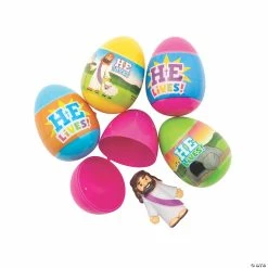 Hot Sale 🧨 2 1/2" He is Risen Toy-Filled Plastic Easter Eggs - 48 Pc. ⭐