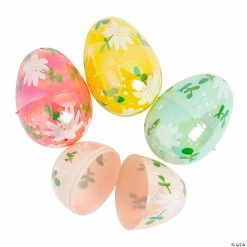 Cheapest ⭐ 2 1/2" Iridescent Flower Print Plastic Easter Eggs – 48 Pc. 👏