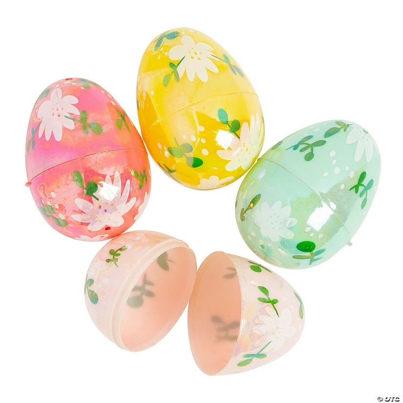 Cheapest ⭐ 2 1/2" Iridescent Flower Print Plastic Easter Eggs – 48 Pc. 👏 1 Cheapest ⭐ 2 1/2" Iridescent Flower Print Plastic Easter Eggs – 48 Pc. 👏