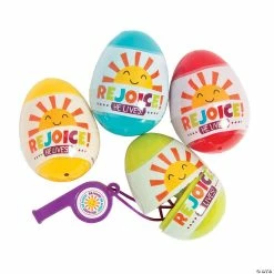 Budget ⭐ 2 1/2" Rejoice Whistle-Filled Plastic Easter Eggs - 12 Pc. 👏