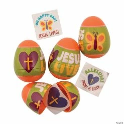 Wholesale ✨ 2 1/2" Religious Tattoo-Filled Plastic Easter Eggs - 12 Pc. 🔔