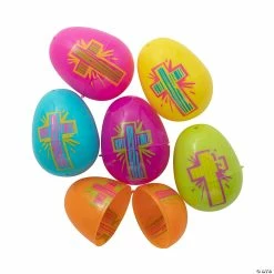 Outlet ⌛ 2 1/4" Bright Religious Plastic Easter Eggs - 72 Pc. ✨