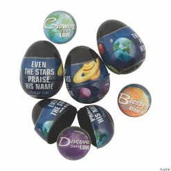 Outlet 🧨 2 1/4" God’s Galaxy Bouncy Ball-Filled Plastic Easter Eggs - 12 Pc. 🧨