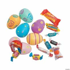 Cheapest ⌛ 2 1/4" Pastel Printed 🌟 Candy-Filled Plastic Easter Eggs - 24 Pc. 👍