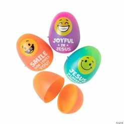 Wholesale ⭐ 2 1/4" Religious Smile Face Plastic Easter Eggs – 72 Pc. ✔️