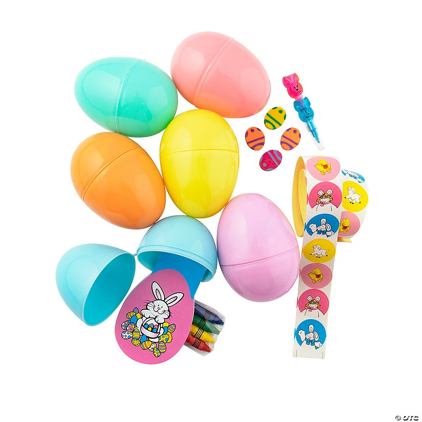 Wholesale 🛒 3" Jumbo Pastel Stationery-Filled Plastic Easter Eggs - 24 Pc. 👏 1 Wholesale 🛒 3" Jumbo Pastel Stationery-Filled Plastic Easter Eggs - 24 Pc. 👏