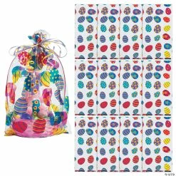 Wholesale ✨ 9 3/4" x 6 1/4" x 17 3/4" Large Easter Basket Cellophane Bags - 12 Pc. 🔔