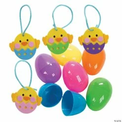 New ⭐ Bright Plastic Easter Eggs with Chick Ornament Craft Kit – Makes 24 🛒