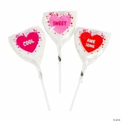 Cheapest 😉 Confetti Heart-Shaped Conversation Heart Lollipops - 12 Pc. ✨