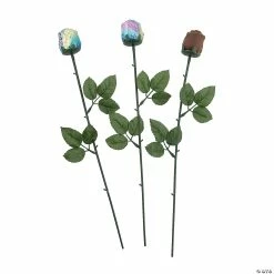 New ๐ Iridescent Foil-Wrapped Chocolate Roses - 12 Pc. โญ