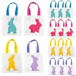 Flash Sale ✔️ Mini Easter Bunny Silhouette Nonwoven Tote Bags -12 Pc. 😀