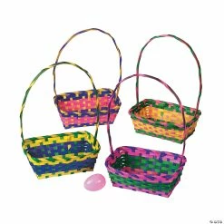 Cheapest ⌛ Multicolor Rectangular Easter Bamboo Baskets - 12 Pc. ⭐