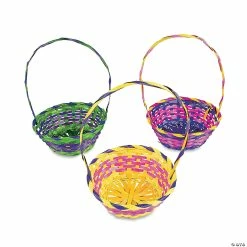 Best Sale 🛒 Multicolor Round Bamboo Easter Baskets - 12 Pc. ✔️