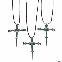 Cheap 👏 Pewtertone Nail Cross Necklaces - 12 Pc. 💯