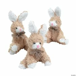 Best Sale ✨ Scruffy Brown Stuffed Bunnies with Gingham Bow - 12 Pc. ⭐